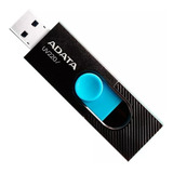 Memoria Usb Adata 64gb 2.0 Uv220 Retractil Negro Azul Nueva