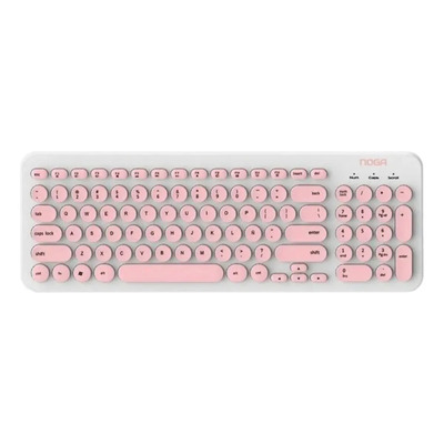Kit De Teclado Y Mouse Inalámbrico Noga S5600 Español Latinoamérica De Color Blanco Y Rosa Blanco/rosa