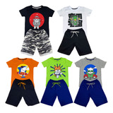 Kit 5 Conjunto Menino Roupa Infantil Shorts Atacado