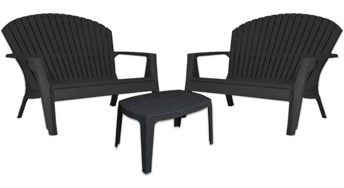 Set 2 Sillas Sillon Doble + Mesa Ratona Negro Mascardi Prm