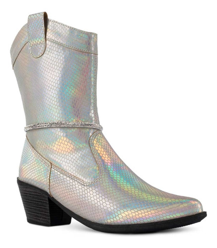 Bota Country Feminina Brilho Enfeite Strass Texana Bico Fino