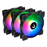 Kit 3 Fans Led Argb Rise Mode X Cooler Ventoinha Gabinete