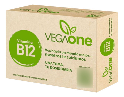 Vegaone Vitamina B12 X (30 Comp) - Apto Vegano Sabor Sin Sabor