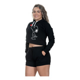 Conjuntinho Feminino Short E Cropped Moletinho Snoopy F-07