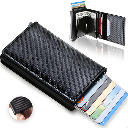 Cartera Antirrob Billetera Hombre Tarjetero Rfidcuero Wallet