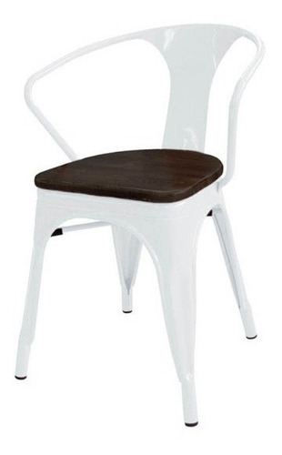 Silla Respaldo Asiento Madera Diseño Tolix Blanco 101