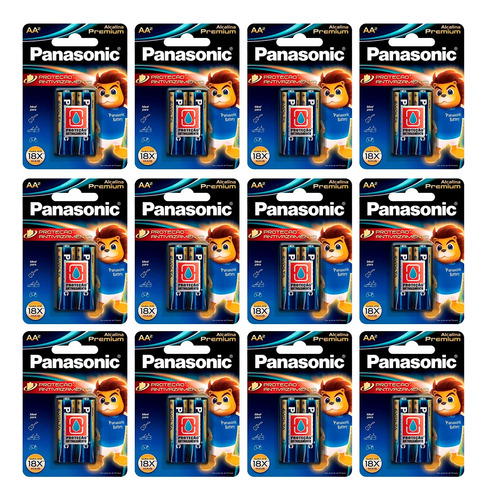24 Pilhas Alcalinas Premium Aa Panasonic 12 Cartelas C/2 Un