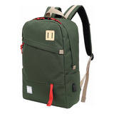 Mochila Zom 341gr Verde Con Beige Y Rojo 30x12x44cm