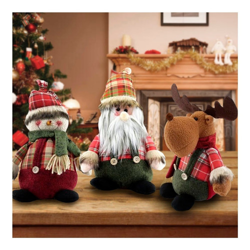 Trio Boneco D Neve Papai Noel  Rena Decoração Natal Natalino