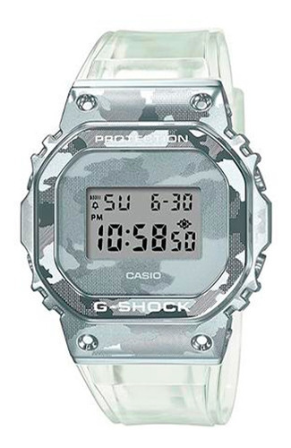 Reloj Casio G-shock Gm-5600scm-1dr Mujer Color De La Correa Blanco Color Del Bisel Gris Color Del Fondo Gris