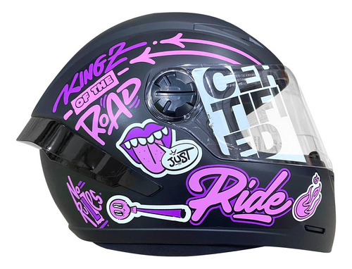 Casco Integral Ich 501sp Yourock Ngromate Violeta Visor Tr