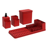 Kit Combo Cocina - Escurridor Organizador Jabonera Tacho