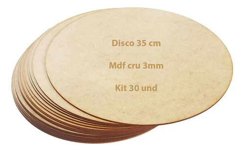 Kit 30 Disco Bolacha Sousplat 35 Cm Mdf Cru Laser Artesanato