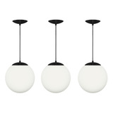 Kit 3 Pendentes Orby Bola Globo Grande 23 Cm Preto