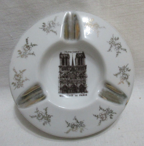 Cenicero Porcelana Limoges Souvenir De Paris Notre Dame