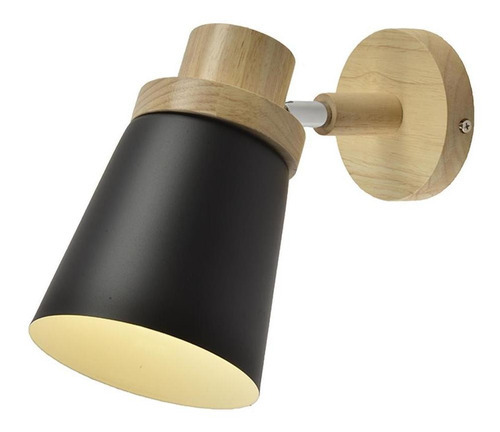 Aplique Moderno Led Leuk Loto Negro Metal Madera E27 220v 