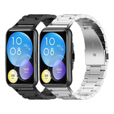 2 Correas De Acero Inoxidable For Huawei Watch Fit 2