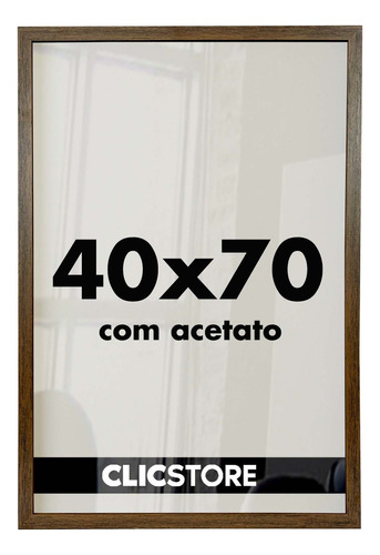  Moldura 40x70 Quadro Decorativo Acetato Poster Foto Corredor Cor Tabaco Liso 