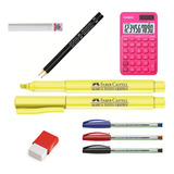 Kit Escritorio Com Calculadora E Itens Da Faber Castell