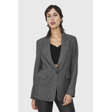 Blazer Patrón Espiga Gris Claro Nicopoly