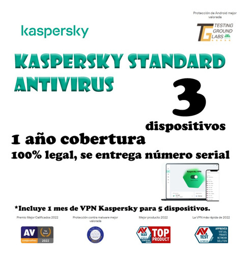 Kaspersky Antivirus 1 Año 3 Pc Windows Licencia Original
