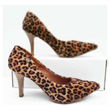 Scarpin Feminino Animal Print Sapato Salto Médio Confortável