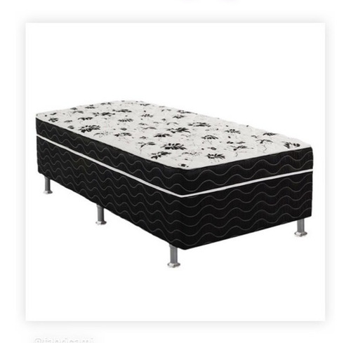 Cama Box Conjugado Mj Solteiro De 188cmx88cm Preto E Branco