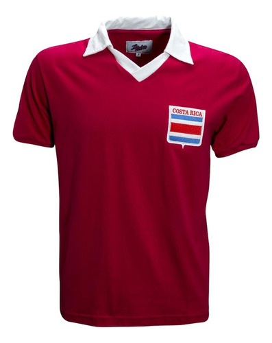 Camisa Liga Retrô Costa Rica 1990 Masculina - Vermelho E Bra