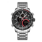 Reloj Naviforce 9182 Acero Hombre Acero Casual + Estuche Color De La Correa Plateado/negro