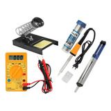 Kit Solda Multímetro+ferro+sugador+suporte+solda Fio220v 55w