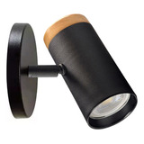 Aplique 1 Luz Negro Con Madera Apto Led Cabezal 3002 Movil 