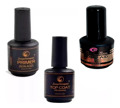 Kit Pretinho Poder Top Coat + Primer + Desidratador Bond Aid