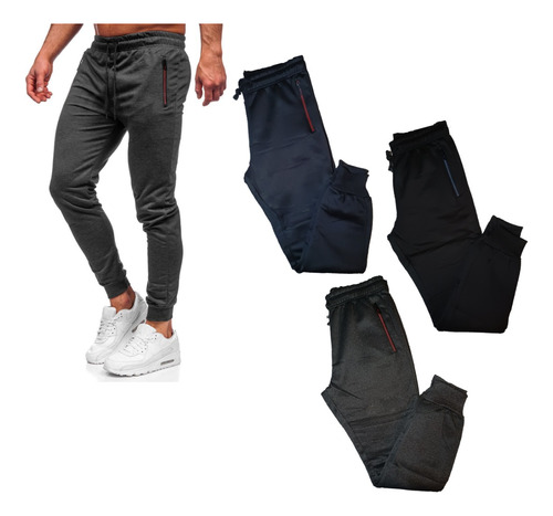 Pack 3 Pantalón Buzo Hombre Algodón Con Polar Envió Gratis!