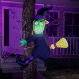 Decoracion Halloween Bruja Inflable De 1.2 M Con Luz Led