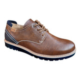 Zapato De Hombre Casual Oxford Cuero Pu Liso Camel - 7116