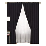 Juego Doble De Cortinas Blackout Textil + Voile 2,10 Mt