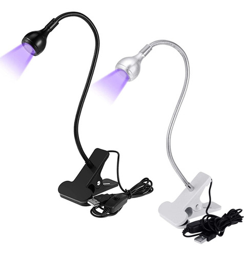 \ 2pc Led 395nm Uv Lámpara De Escritorio Clip, Para El \