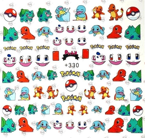 Stickers Transparentes   Pokemon  Semipermante. Deco Uña