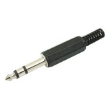 Kit 50 Peças - Conector Plug P10 Stereo Plástico Preto