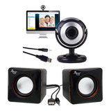 Kit Webcam Com Microfone Embutido Com Caixa Som-pc-notebook