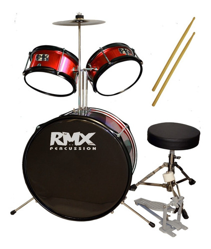 Bateria De Niño Profesional Roja Rmx