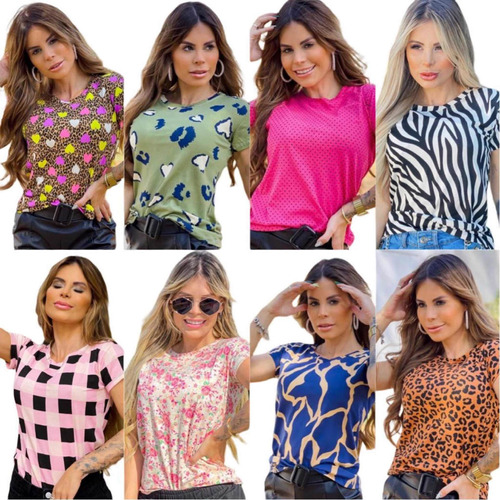 Blusa Blusinha Estampada Para Revenda T Shirt Da Moda Kit 10