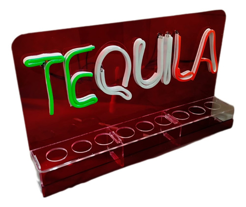 Porta Shots De Acrílico Tequila Luz Neon Led 36cm