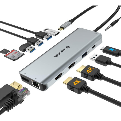 Hub Usb C 13 Puertos Hdmi Vga Ethernet Dp Usb