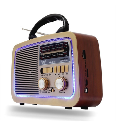 Rádio Retrô Vintage Premium Bluetooth Portátil Mp3 Bivolt