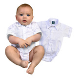 Body Camisa Social De Bebe Menino - Recem Nascido - Batizado