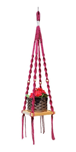  Macrame Hanger Suporte Vaso Plantas  Madeira Miçanga