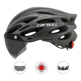 Casco De Ciclismo De Montaña Con Lentes, Ala Y Luces Trasera