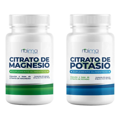 Naima Citrato De Magnesio Y Potasio Cápsulas 500mg 2x100u Sin Gluten | Meses sin interés