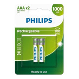 Philips Pilha Recarregável Aaa R03 1000mah - Cart. C/2 Un